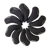 10-piece Neoprene Golf Club Headgear Set - Waterproof & Wear-resistant - Black