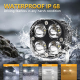 Car 3 Inch 4Leds Continuous Spotlight 20W / 2000Lm / 6000K / Dc9 - 80V - White - 45-Degree Angle