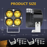 Car 3 Inch 4Leds Continuous Spotlight 20W / 2000Lm / 6000K / Dc9 - 80V - White - Low Angle