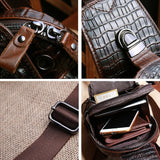 Men Cowhide Crocodile Texture Crossbody Chest Bag One Shoulder Design - Crocodile Pattern - Rear View
