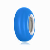 925 Sterling Silver Silicone Beads For Diy Bracelets & Necklaces - Blue