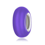 925 Sterling Silver Silicone Beads For Diy Bracelets & Necklaces - Blue - Front View