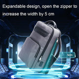 Waterproof Expandable Backpack with Usb Charging - Multi-compartment - Black - Top-Down View