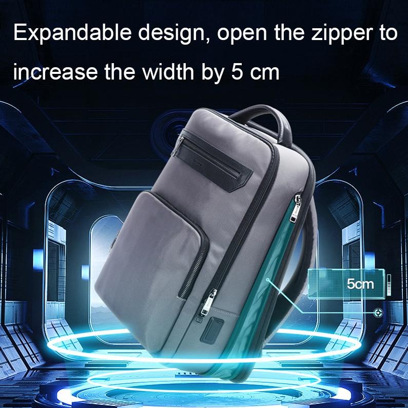 Waterproof Expandable Backpack with Usb Charging - Multi-compartment - Black
