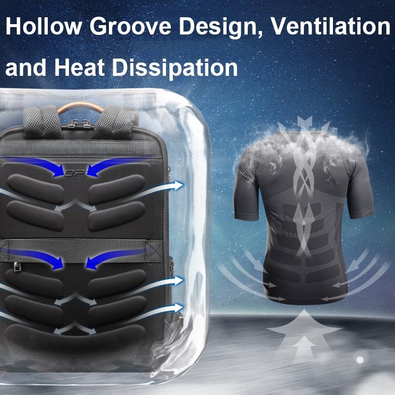 Waterproof Expandable Backpack with Usb Charging - Multi-compartment - Black