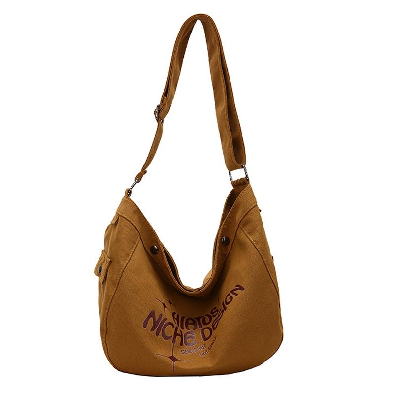Printed Letter Canvas Tote For Women Spacious & Casual - White