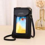 Women Touch Screen Shoulder Bag For Mobile Phones - Red Wine