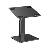 Black Portable Aluminum Laptop Support - Lifting and Raising - Front View