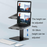Black Portable Aluminum Laptop Support - Lifting and Raising - 45-Degree Angle
