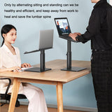 Black Portable Aluminum Laptop Support - Lifting and Raising - Close-Up Angle