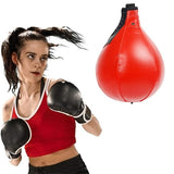 Black And White Suspended Pear-Shaped Speed Ball For Boxing - Black Red White - Front View