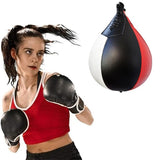 Black And White Suspended Pear-Shaped Speed Ball For Boxing - Black Red White - Low Angle
