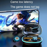 Wireless Bluetooth Earphones with Noise Reduction and Power Bank Function - Black - 45-Degree Angle
