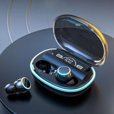 Wireless Bluetooth Earphones with Noise Reduction and Power Bank Function - Black - Low Angle