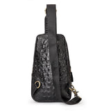 Leather Men Crossbody Bag - Coffee - Top-Down View