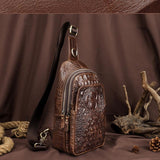 Leather Men Crossbody Bag - Coffee