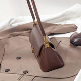 Vintage Women Shoulder Bag - Olive Black - 45-Degree Angle