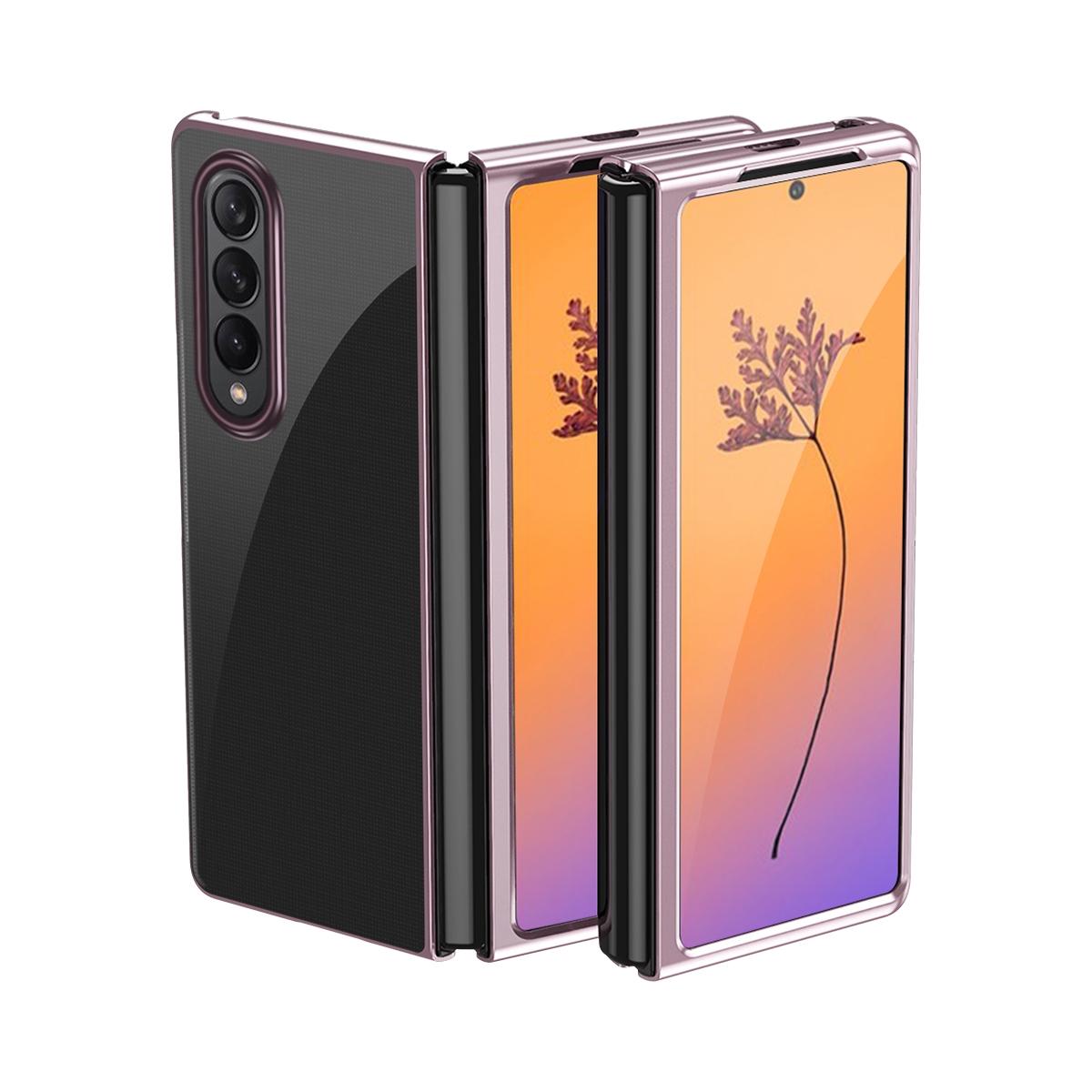 For Samsung Galaxy Z Fold4 5G Shockproof Clear Phone Case - Rose Gold