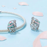 925 Sterling Silver Easter Basket Egg Rabbit Beads - Side View