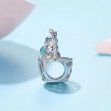925 Sterling Silver Easter Basket Egg Rabbit Beads - Top-Down View