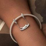 925 Sterling Silver Dachshund Beaded Bracelet - Close-Up Angle