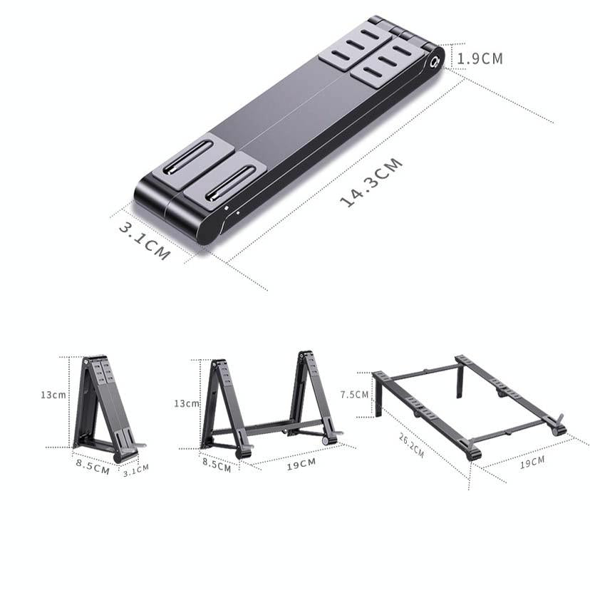 Foldable Metal Laptop Stand for Cooling and Ergonomic - Gray