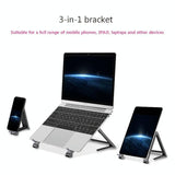 Foldable Metal Laptop Stand for Cooling and Ergonomic - Gray - Low Angle