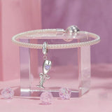 925 Sterling Silver Romantic Platinum Champagne Goblet Pendant - Rear View