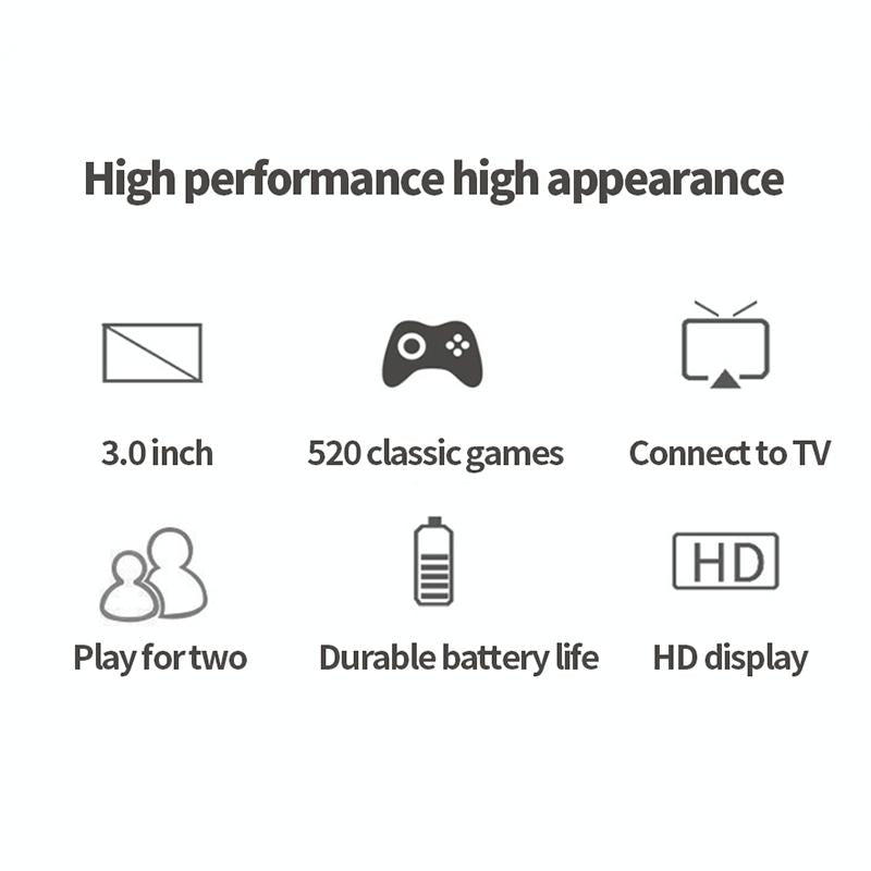 520 Classic Games Handheld Console With 3.0 Screen For S8 - Blue