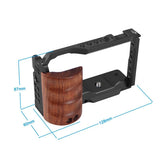 Wooden Handle Alloy Rabbit Cage For Sony Zv-E10 Camera - Black - Side View