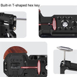 Wooden Handle Alloy Rabbit Cage For Sony Zv-E10 Camera - Black - Rear View