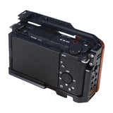 Wooden Handle Alloy Rabbit Cage For Sony Zv-E10 Camera - Black - Low Angle
