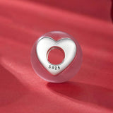 925 Sterling Silver Oxidized Love Glass Diy Beads - Top-Down View
