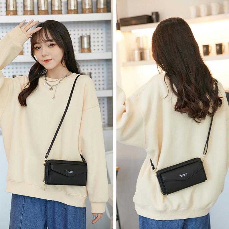 Anti Theft Rfid Cross Body Phone Bag With Touch Screen - Black