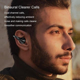 Wireless Noise-cancelling Bluetooth Earbuds with Led Display - White - Rear View