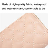 Double Layer Zipper Wallet Multi Card Slot Large Capacity Rhombus Design - Beige - Close-Up Angle