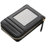 Multi Slot Short Card Holder With Zipper Coin Purse Pu Leather - Black