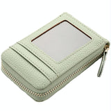 Multi Slot Short Card Holder With Zipper Coin Purse Pu Leather - Black