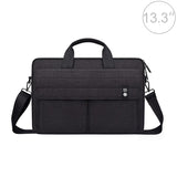 13.3 Inch Laptop Carrying Bag With Shoulder Strap - Handheld Briefcase Style - Black - Front View