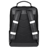Men Black Cowhide Leather Backpack for Casual Business with Laptop Compartment