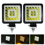 1 Pair 4 Inch Square Double Circle Angel Eye Work Light Black - Side View