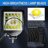 1 Pair 4 Inch Square Double Circle Angel Eye Work Light Black - 45-Degree Angle