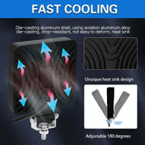 1 Pair 4 Inch Square Double Circle Angel Eye Work Light Black - Close-Up Angle