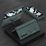 For Samsung Galaxy Z Fold4 5G Foldable Magnetic Hinge Case - Compact Design - Grey - Front View