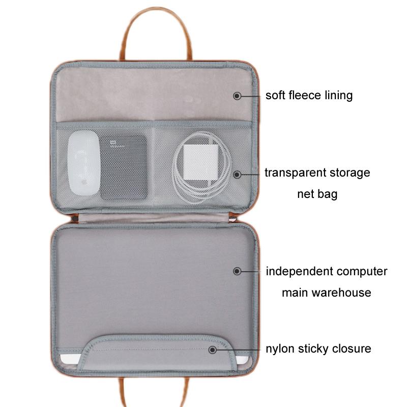 Waterproof Leather Computer Bag - 13 / 13.3 Inches Fully Open & Portable - Gray Brown
