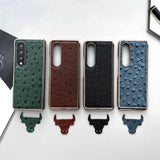 For Samsung Galaxy Z Fold4 5G Ostrich Leather Phone Case - Coffee