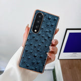 For Samsung Galaxy Z Fold4 5G Ostrich Leather Phone Case - Coffee