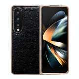 For Samsung Galaxy Z Fold4 5G Ostrich Leather Phone Case - Coffee