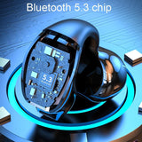 Wireless Clip-on Bluetooth Earphone for Sports and Gaming - Black - Top-Down View