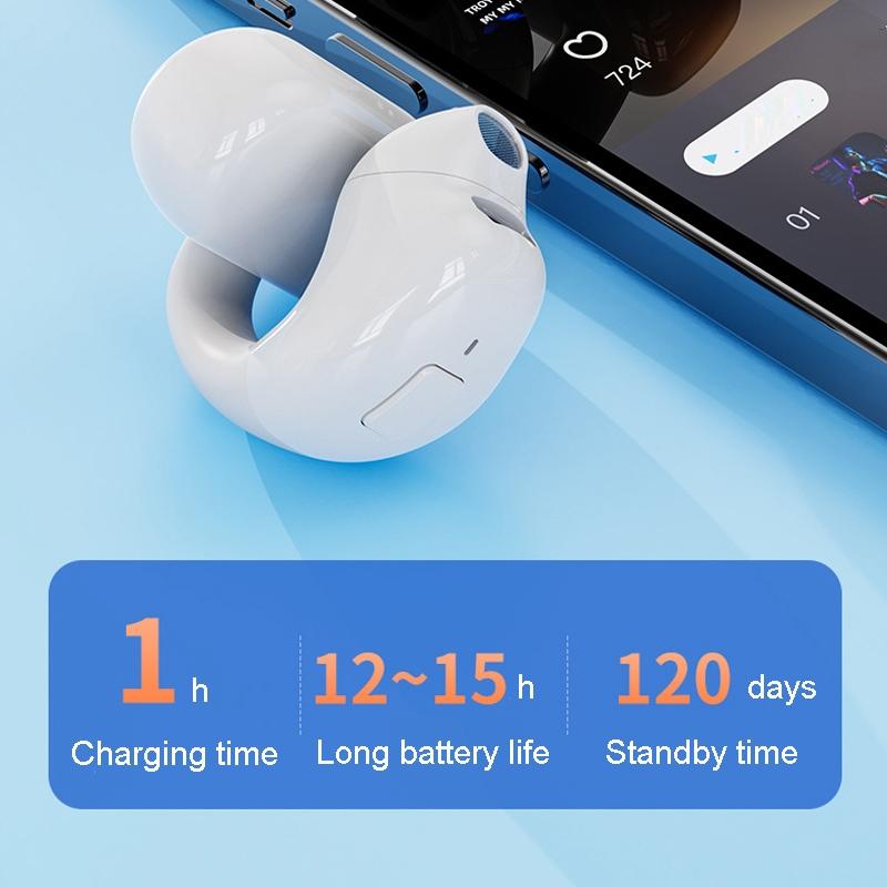 Wireless Clip-on Bluetooth Earphone for Sports and Gaming - Black